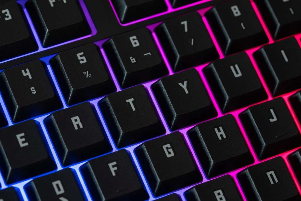 RGB backlit mechanical keyboard close-up